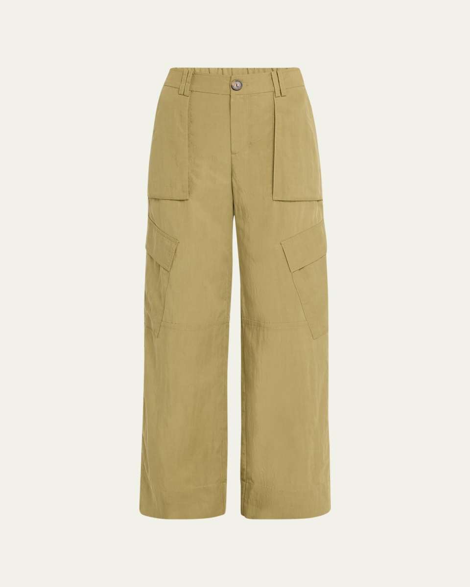 Mid-Rise Fluid Wide Cargo Trousers